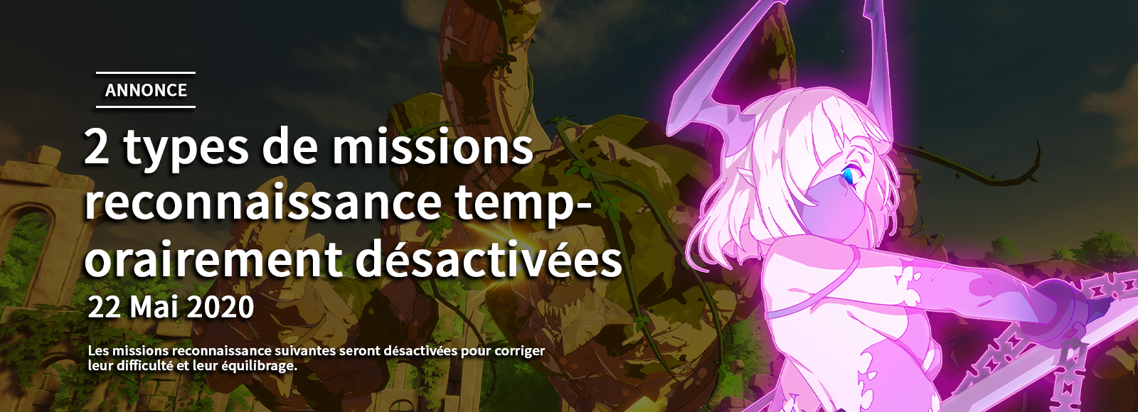 2 types de missions reconnaissance temporairement désactivées